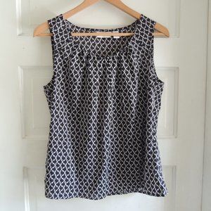 Chico's Flowy Black & White Geometric Print Shell Tank 1 (M)
